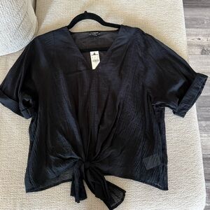 Express Black Tie-Front Blouse